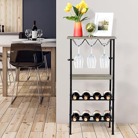 Stunning Craft Room Table: NANANARDOSO Wine Stand with Glass Bottle Holder