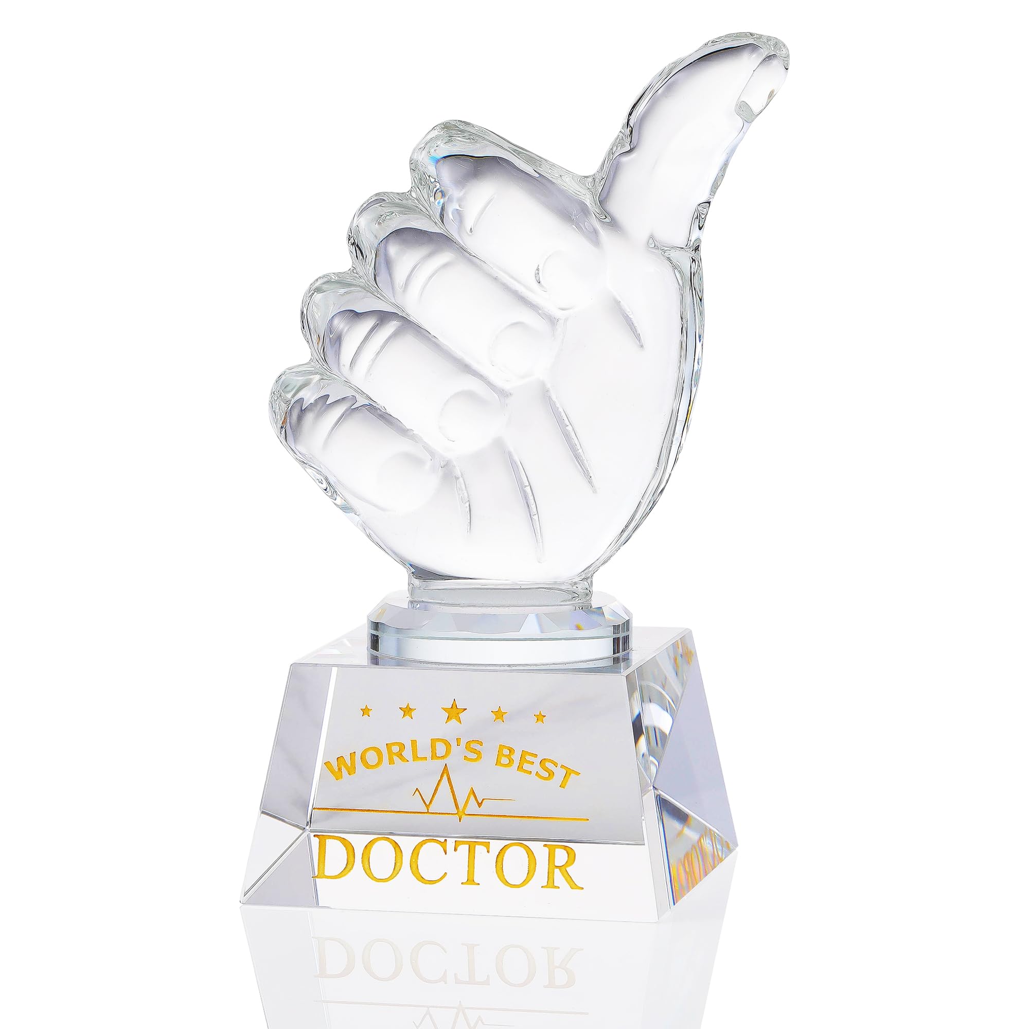 Movdyka Best Doctor Gifts for Male Female Crystal Plaque Thumb Up Decor