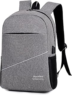 PIPRE Zaino per laptop, zaino per laptop da 15,6 pollici, zaino da uomo con caricatore USB, zaino da lavoro da uomo per gite scolastiche, grigio