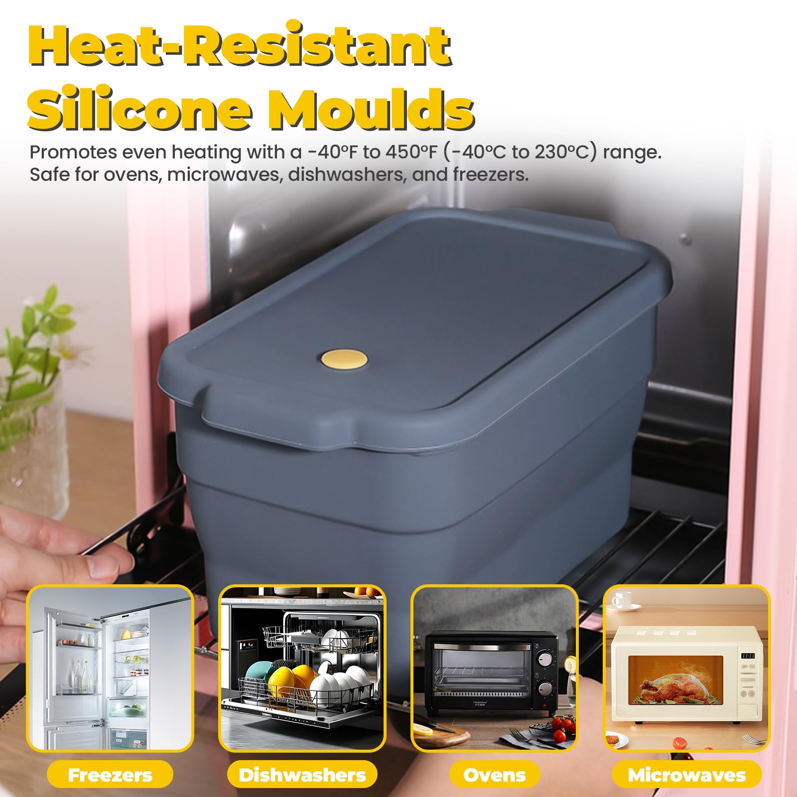 Molde plegable de silicona para pan con tapa, molde antiadherente para horno, pan casero, pastel de carne, fácil liberación, 2000 ml