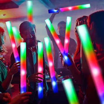 OLUPP 32PCS Foam Glow Sticks, Foam Light Up Sticks with 3 Modes Colorful Flashing, Glow Sticks for Wedding, Glow Stick Bulk Party Pack for Wedding, Raves, Concert, Camping, Carnival