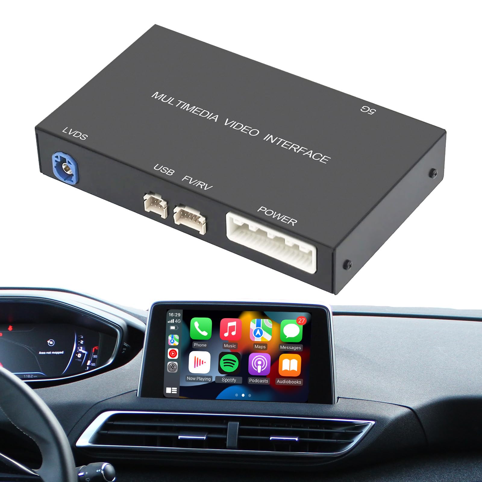 Kit rétrofit Décodeur CarPlay sans Fil Android Auto pour Peugeot/Citroen