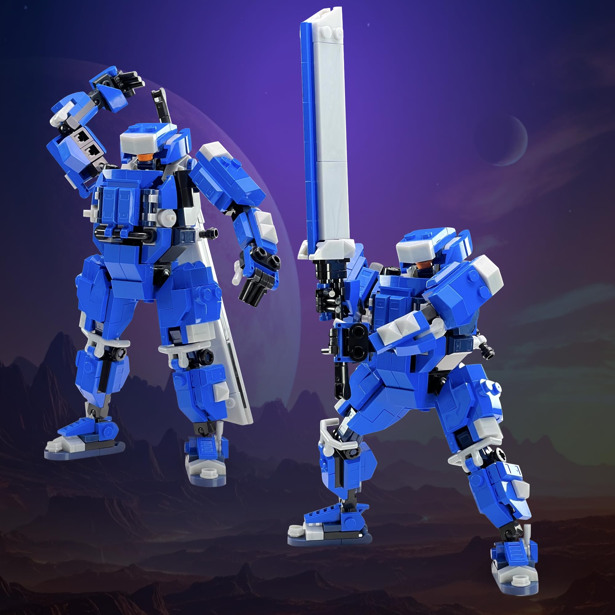 MyBuild Keiji 5027 Unité Mecha à Armure Bleue avec Épée Longue Robot Articulé Jouet Construction 14+