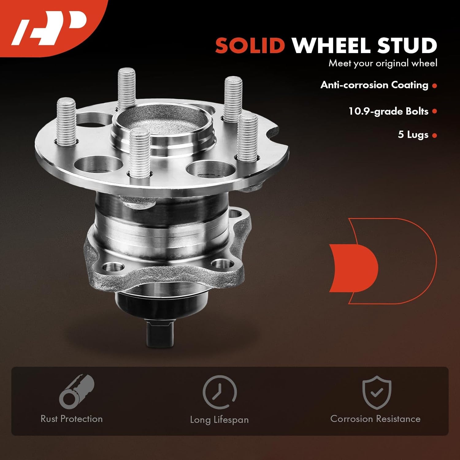 A-Premium Rear Left Wheel Bearing and Hub Assembly with ABS & 5-Lug Compatible with Toyota Highlander 2004-2007 & Lexus RX330 2004-2006, RX350 2007-2009, RX400h 2006-2008, FWD