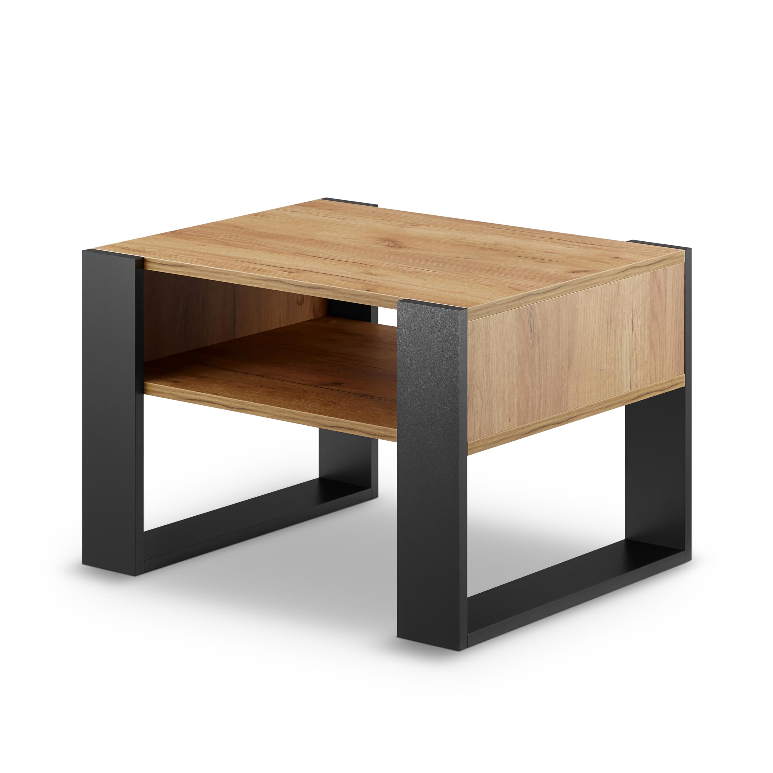 defiPad Wohnzimmertisch für Couch | Klein Couchtisch Schwarz Eiche mit Stauraum | Modern Tisch Wohnzimmer | Coffee Table | Kleiner Tisch | 65CM Breite Kaffeetisch | Stabil Stubentisch