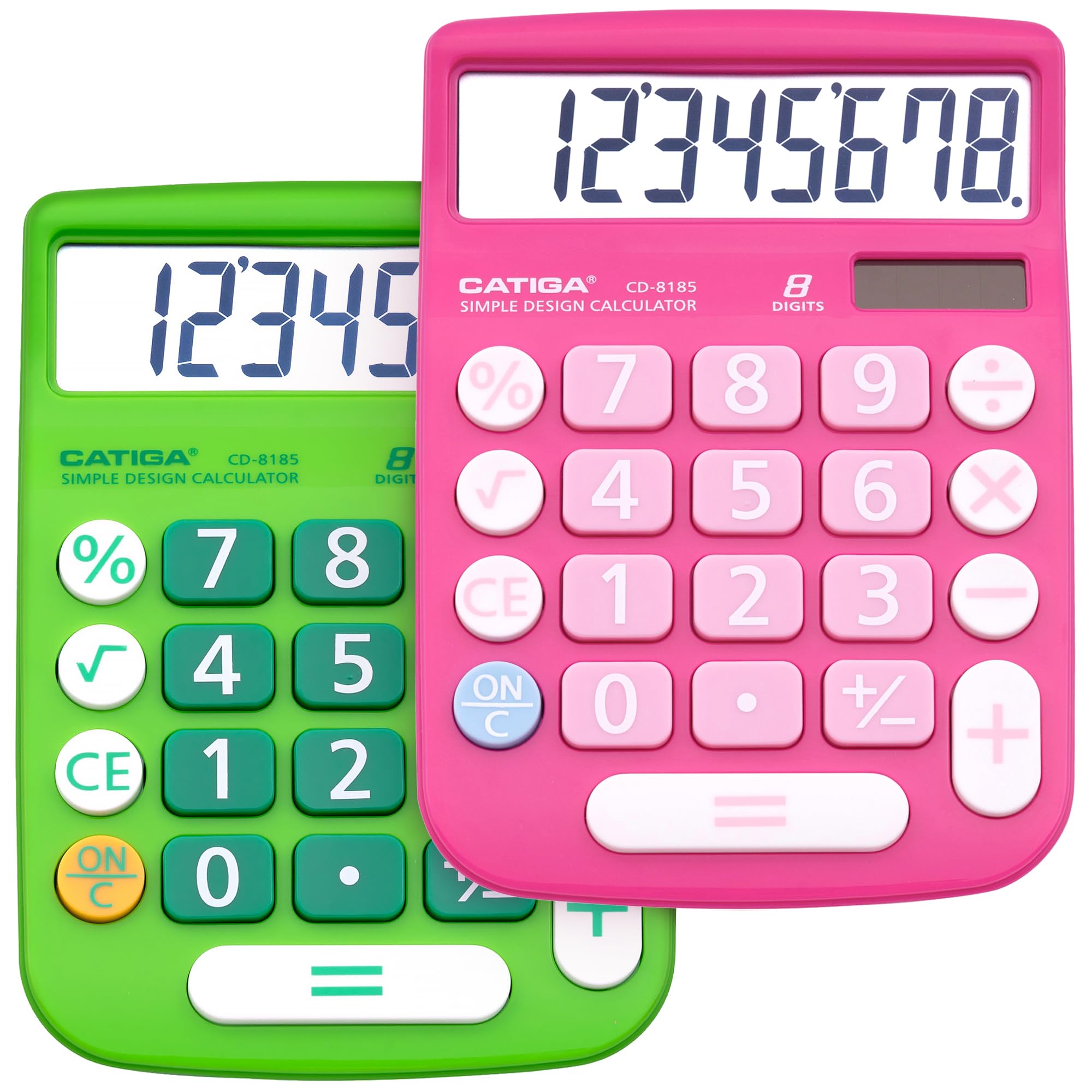 CATIGADesktop Calculator 8 Digit with Solar Power and Easy to Read LCD Display, Big Buttons, for Home, Office, School, Class and Business, 4 Function Small Basic Calculators for Desk, CD-8185