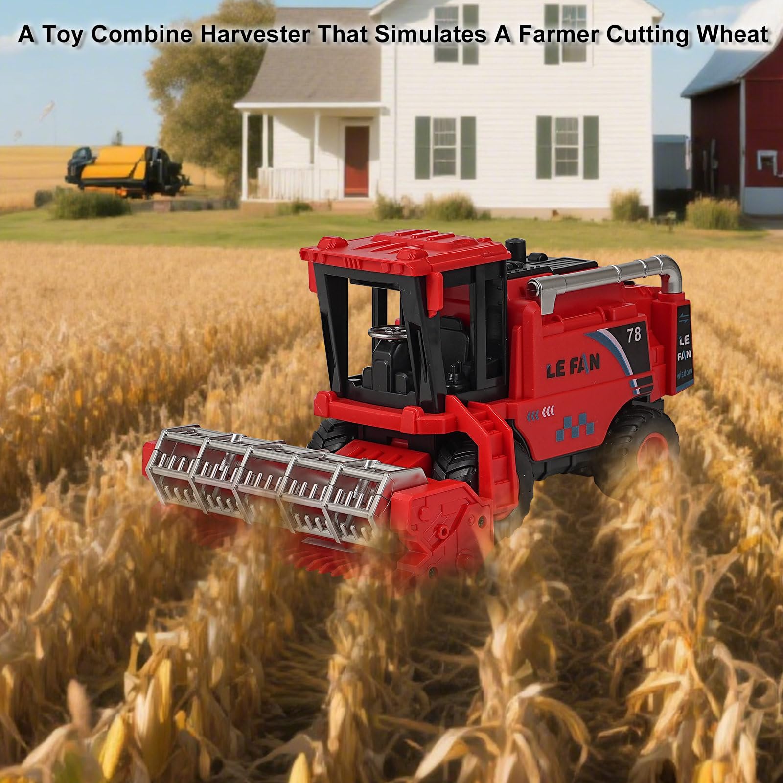 EliphonTowne Combine Harvester Toys - Simulating Wheat Cutting Scenes and Multi Joint Movable Farm Toys, Combination Harvester RED - Image 3