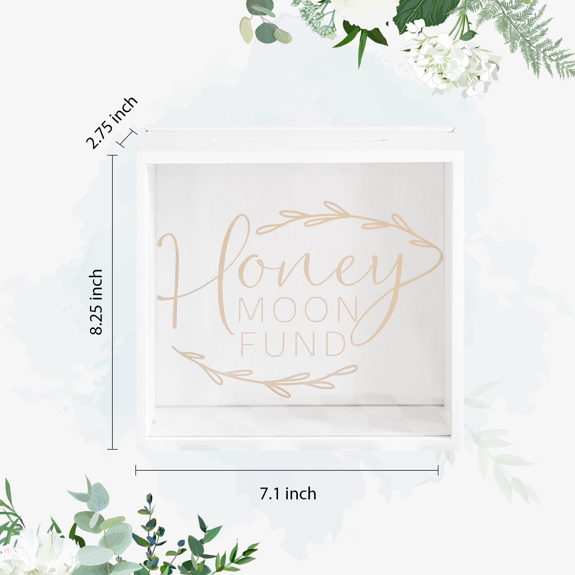 Defed Deco Honey Moon pudełko na karty podarunkowe, drewniane pudełko na karty ślubne, pudełko na zdjęcia, pudełko na cienie do dekoracji ślubnej, dekoracje ślubne, do odbioru z drewnianym znakiem zestaw 2 szt