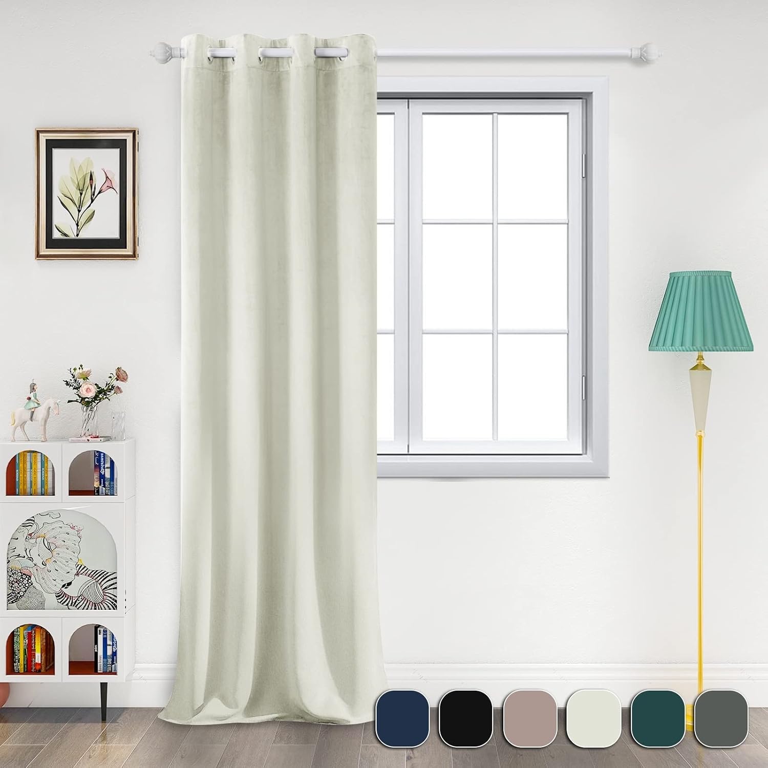 Daesar Blackout Curtains 2 Panels Set, Bedroom Curtains Eyelet Polyester Beige Grey Solid Color Window Treatment Blackout Curtains 52" W x 63" L