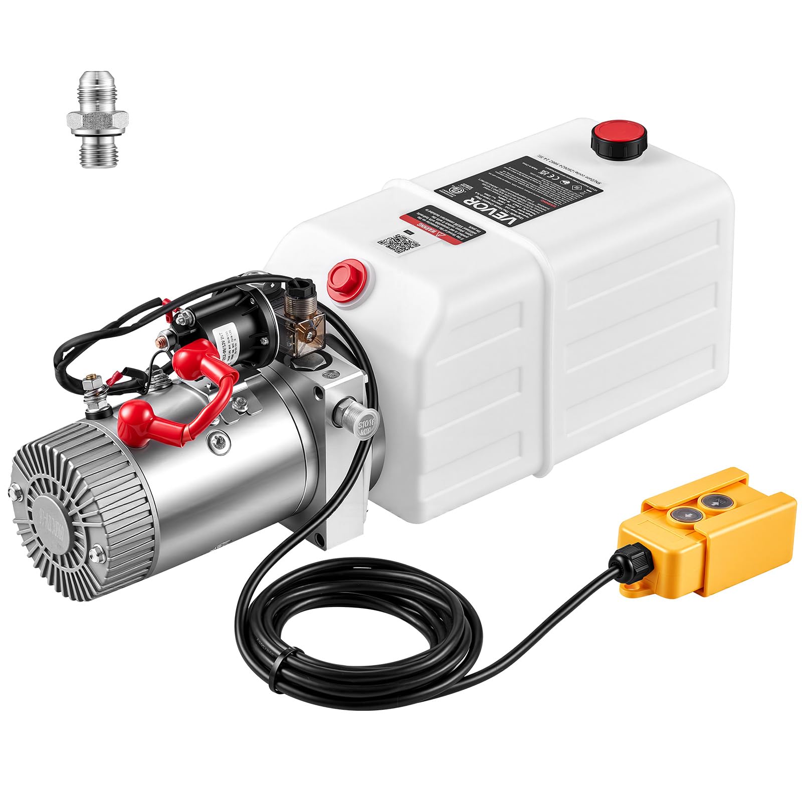 VEVOR Bomba Hidráulica de Acción Simple 7 Cuartos 12 V CC, 1,6 kW, Blanco