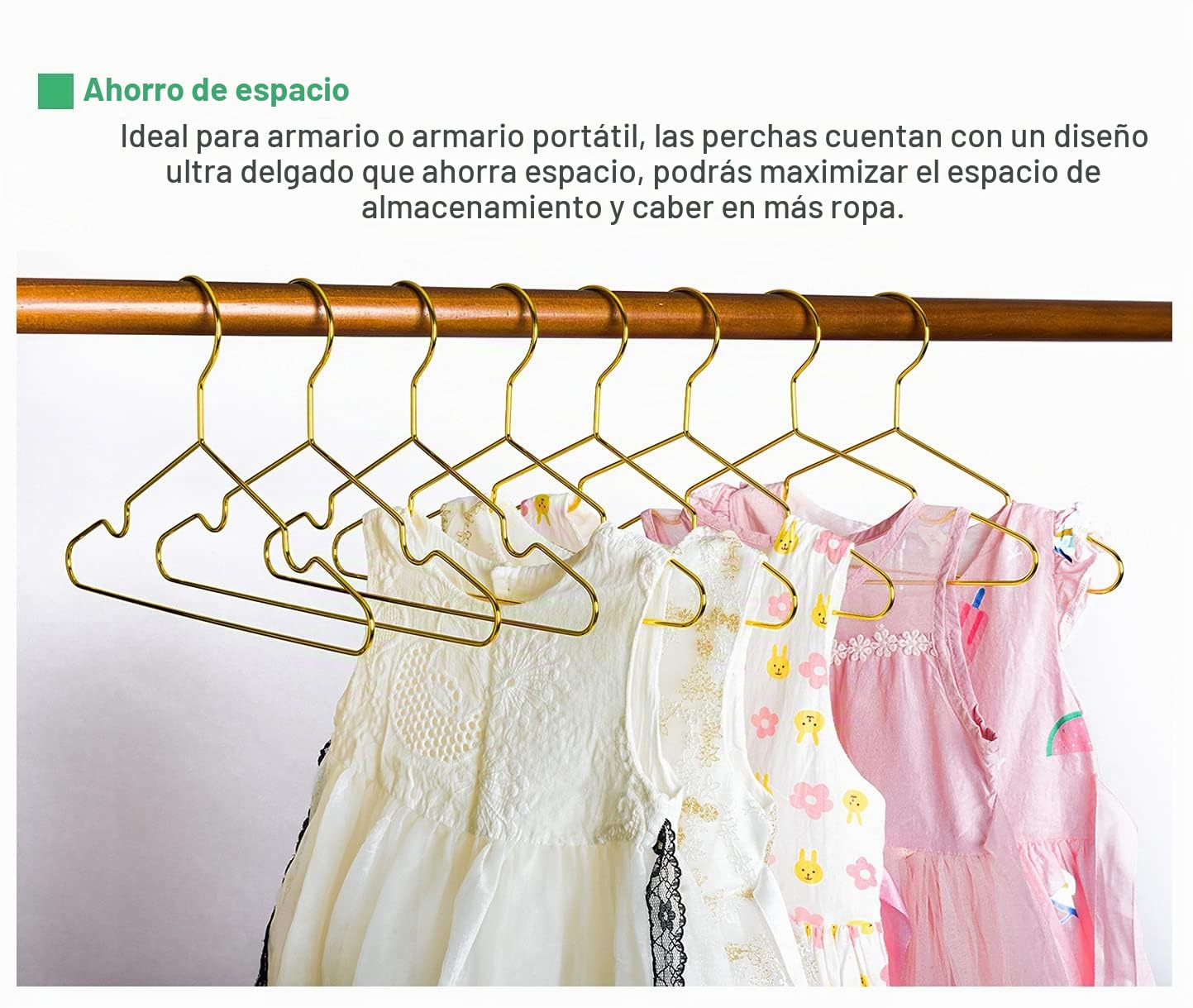 Amber Home - Paquete de 20 perchas metal resistente, 30,5 cm, ahorro de espacio, para ropa de niños pequeños, abrigos y pantalones, dorado