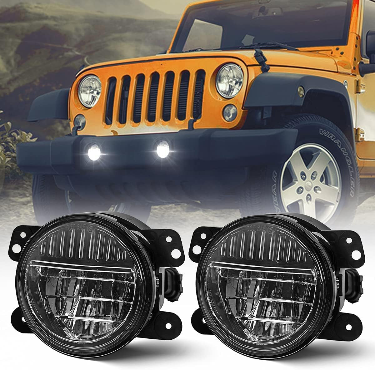 Amazon M MIBAHE 4インチ LED フォグライト フロントバンパー 交換用 DOT承認 ジープ ラングラー 2007