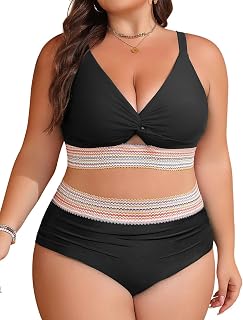Daci Plus Size Two Piece Swimsuits - High Waisted Bikini for Women Tummy Control Bathing Suits Knot Twist Swimwear 2025 Price In India