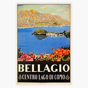 Italy Bellagio Lake Como Vintage Italian Travel Advert Vinyl Decal Bumper Sticker 5"