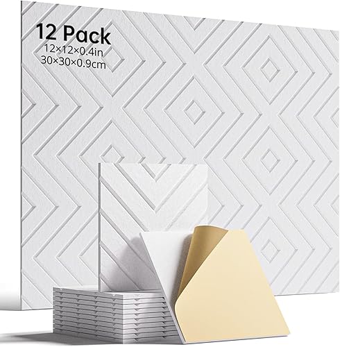 Miniatura 1 de Paneles de espuma a prueba de sonido para paredes, paquete de 12 paneles acústicos autoadhesivos, paneles de pared insonorizados de 12 x 12 x 0.4