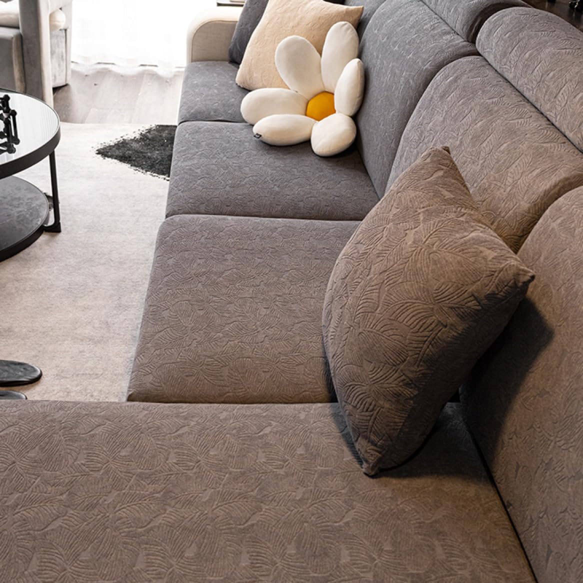 ストレッチ素材 ダークグレー クッションカバー