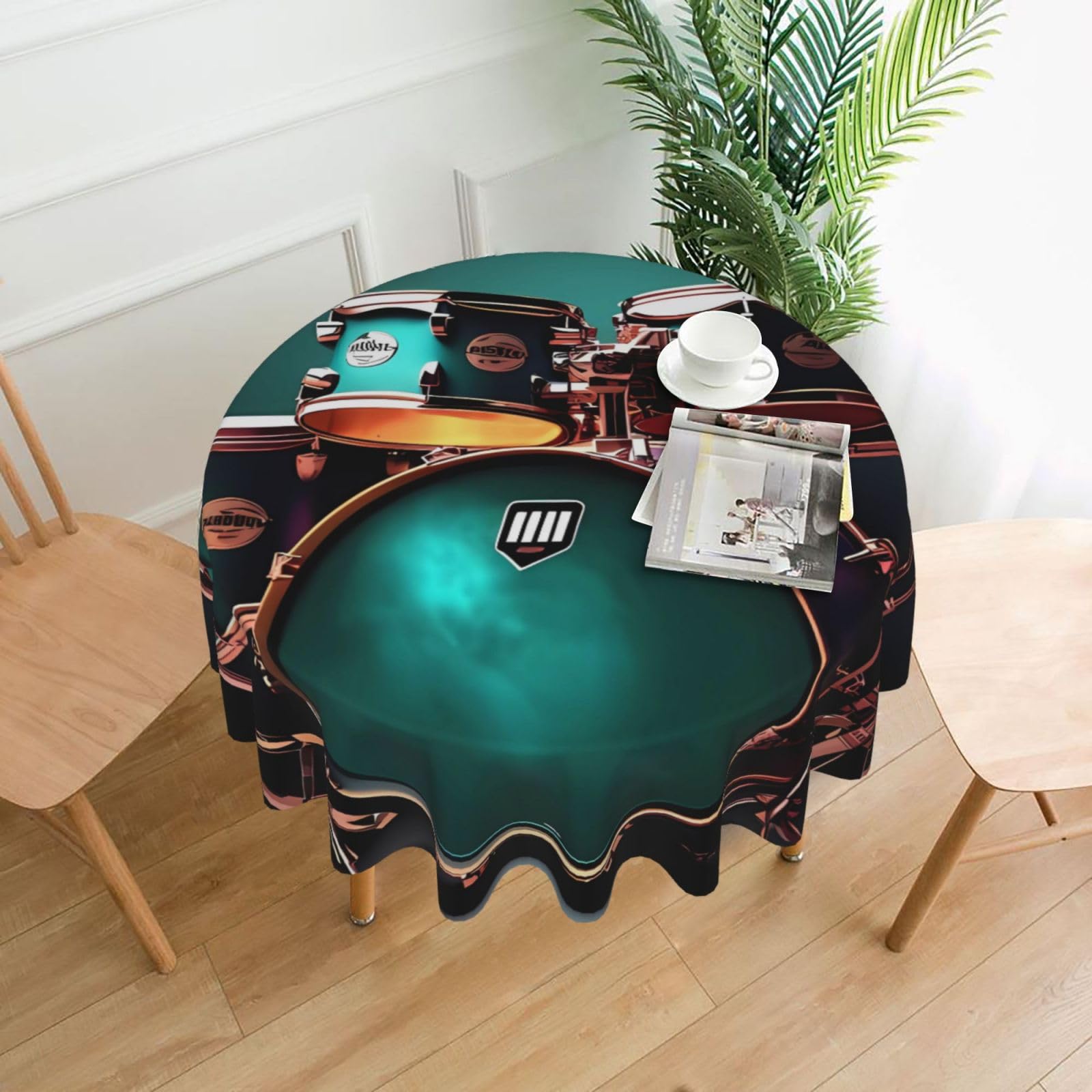 Nappe ronde infroissable et anti-tache de 152,4 cm pour pique-nique et repas de fête