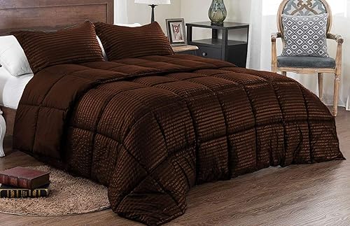 Miniatura 17 de Edredón reversible de 850 hilos a rayas, alternativo, 1 pieza, 100% algodón egipcio, color azul marino, tamaño King Azul