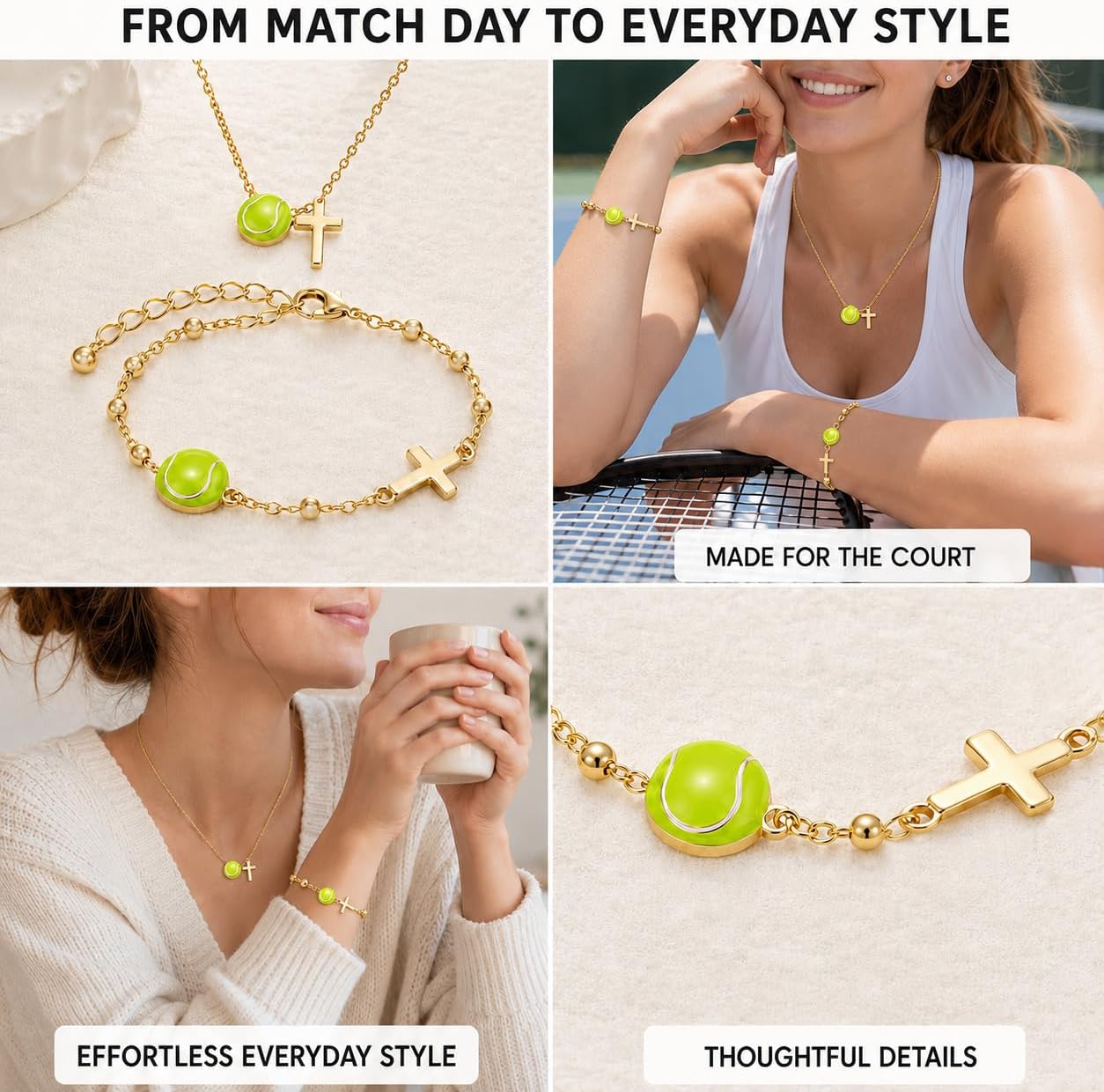 Softball/Football/Tennis/Volleyball/Soccer Necklace and Bracelet Set,Cross Jewelry,Sport Accessories Christian Jewelry,Gifts for Players,Teams,Teens,Coaches,Birthday Senior Night Gift,Lover’s Gift image 5