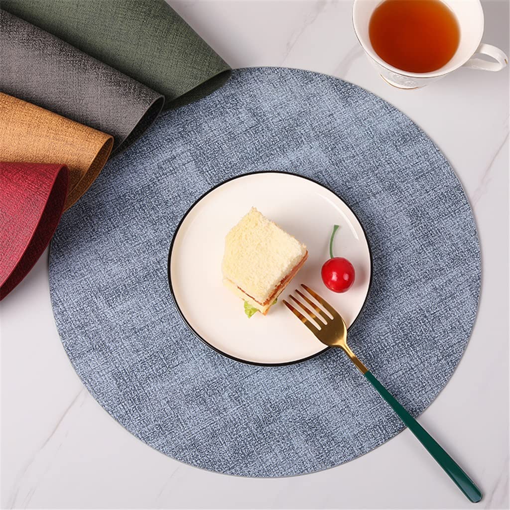 6 pièces napperon en Cuir Rond Isolation Thermique Vaisselle Coussin Maison Table à Manger Tapis (A)
