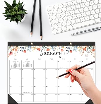 Desk Calendar 2026, Large Desk Calendar 12x17, 18 Months Desktop Calendar from JAN 2026 - JUN 2027, Monthly Wall Calendars for Office School Home, Cute Wild Flower