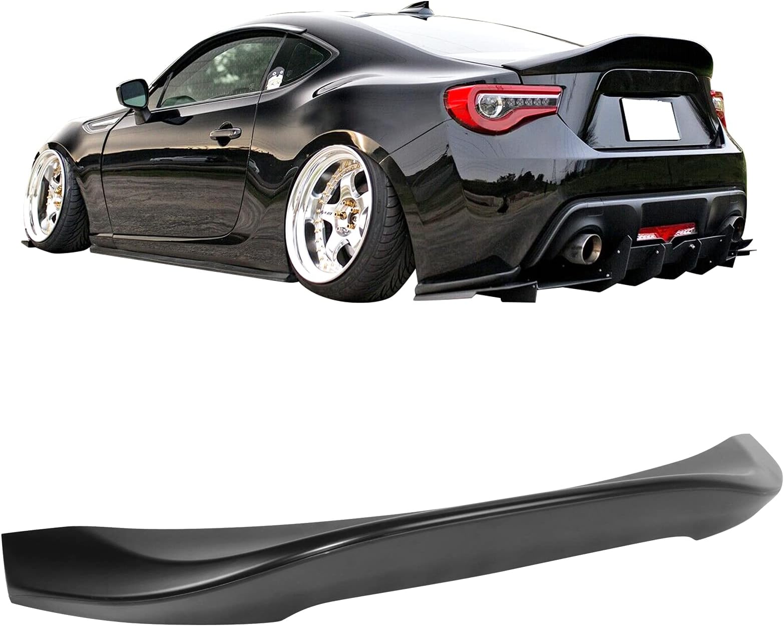 IKON MOTORSPORTS, Trunk Spoiler Compatible with 2013-2016 Scion FR-S & 2013-2020 Subaru BRZ & 2017-2020 Toyota 86, L Style Unpainted Black ABS Plastic Rear Trunk Lid Spoiler Wing Lip