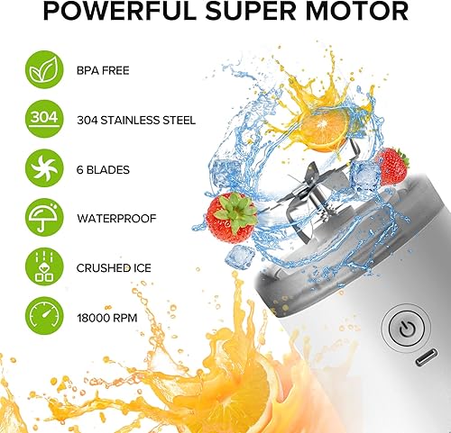 Miniatura 2 de Total Chef Licuadora portátil, licuadora personal para batidos y batidos con 6 cuchillas de acero inoxidable, licuadoras de viaje de 20 onzas (20.3