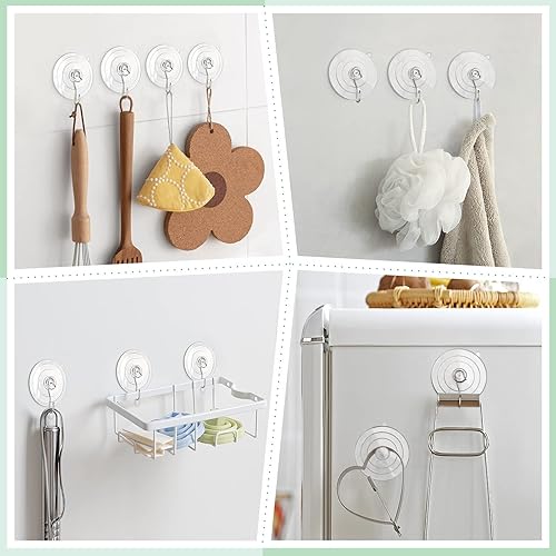 Miniatura 5 de VIS'V Ganchos de ventosa, ventosas grandes de 2.5 pulgadas con ganchos de metal, extraíbles y reutilizables, transparentes, 10 unidades