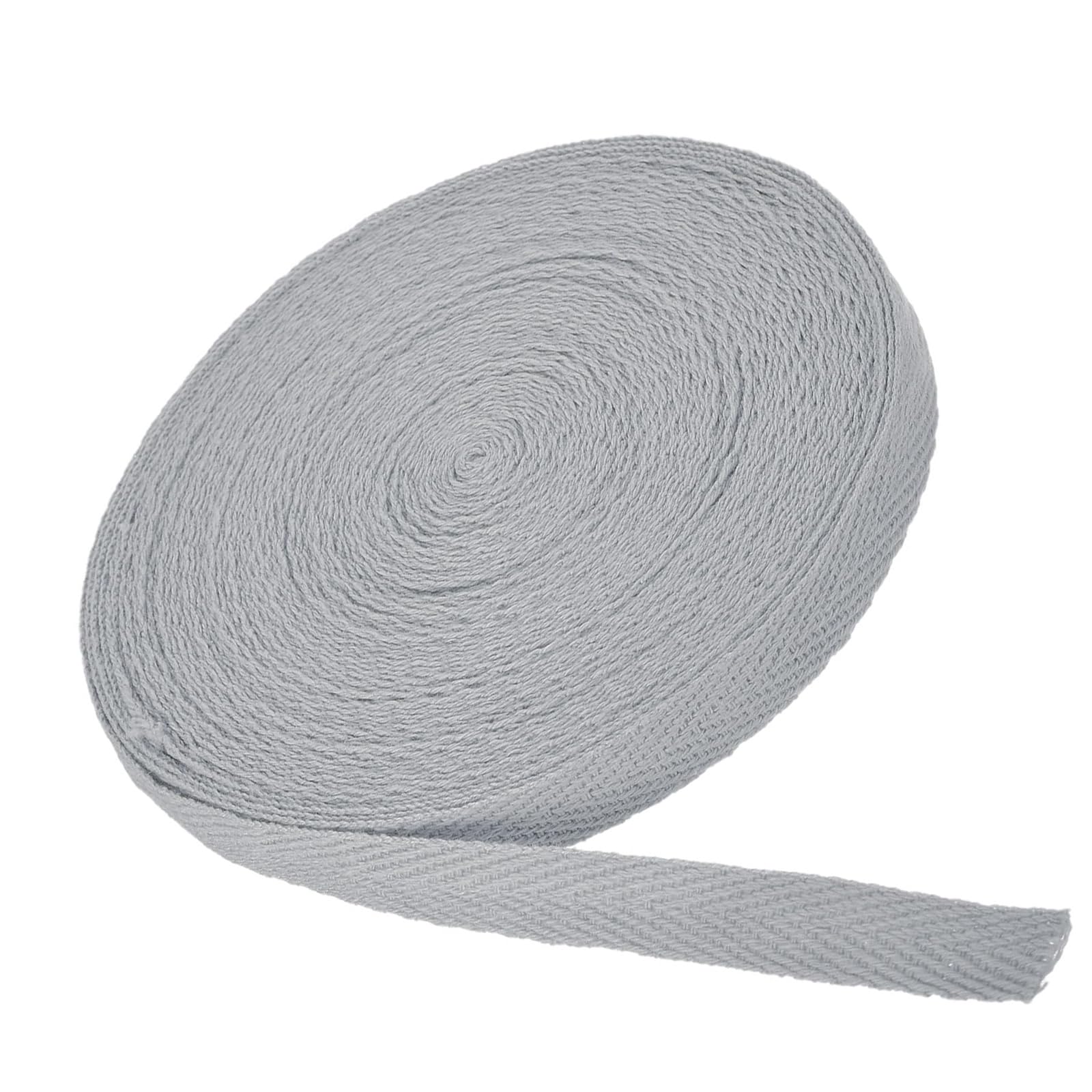 MACHSWON Cotton Twill Tape 3/8 Inch 10 Yards Cotton Ribbon Bias Binding Tapes Herringbone Webbing Trim for Sewing Gift Wrapping Craft DIY Silver Grey