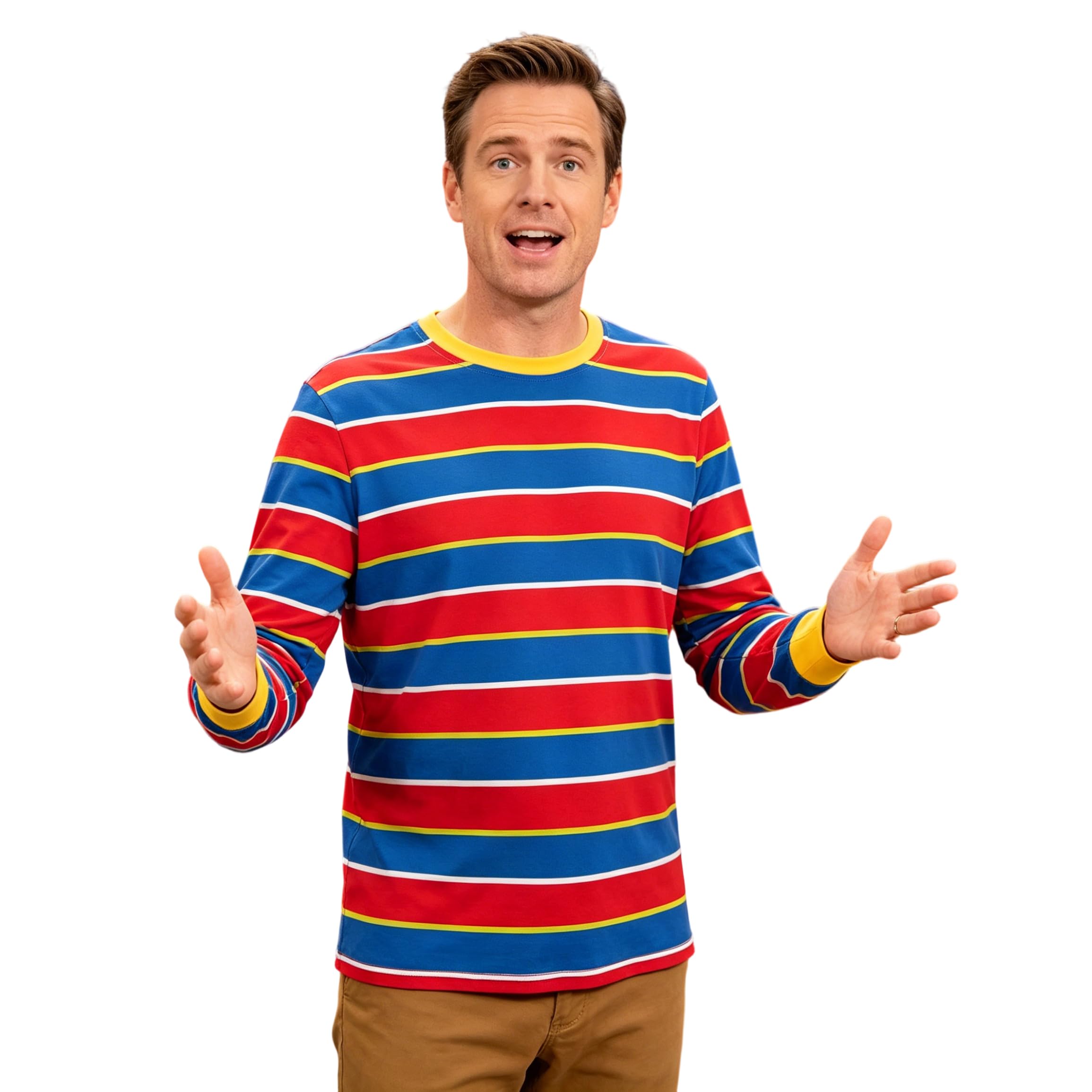 Voslett Adult Bert and Ernie Costume Long Sleeve Striped T-Shirt Men Women Shirts Halloween Themed Party Outfit L