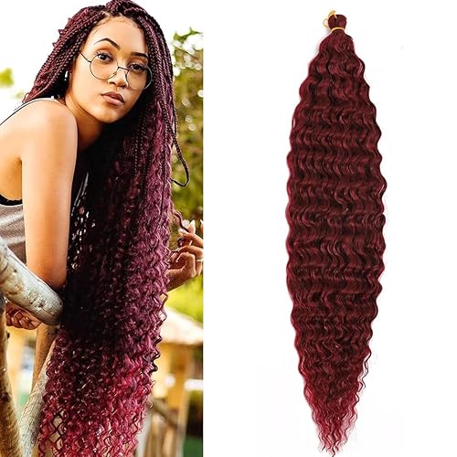 Extensiones de cabello rizado ondulado de ganchillo de 30 pulgadas, 1 paquete de 1 paquete de trenzas largas onduladas para mujer, cabello sintético