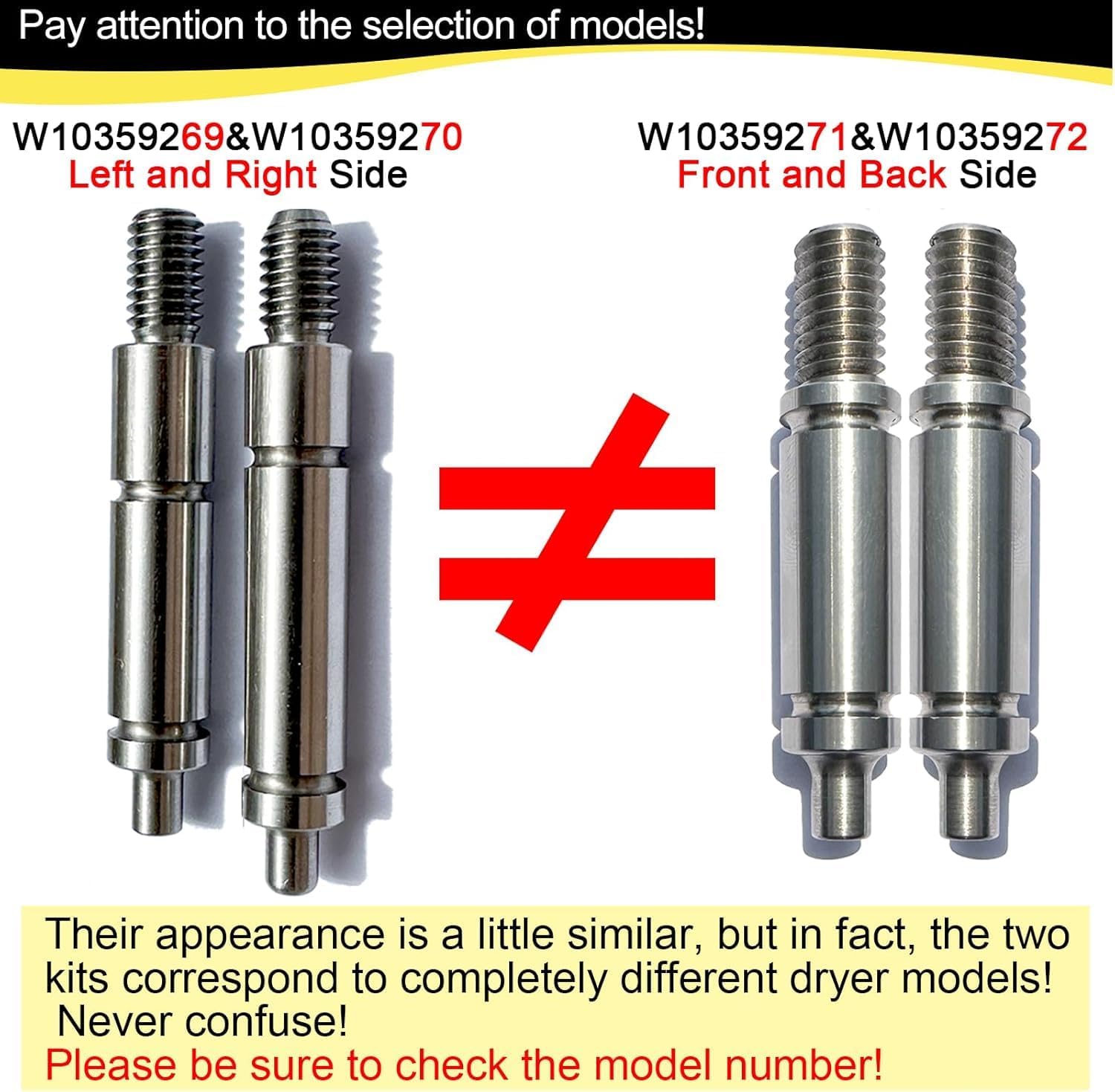 Upgraded GOOSUROO W10359272(1pc) Dryer Front Back Drum Support Roller Shaft kit,Left Hand Thread,Dryer Roller Shaft has been reinforced,Longer Life Than Before