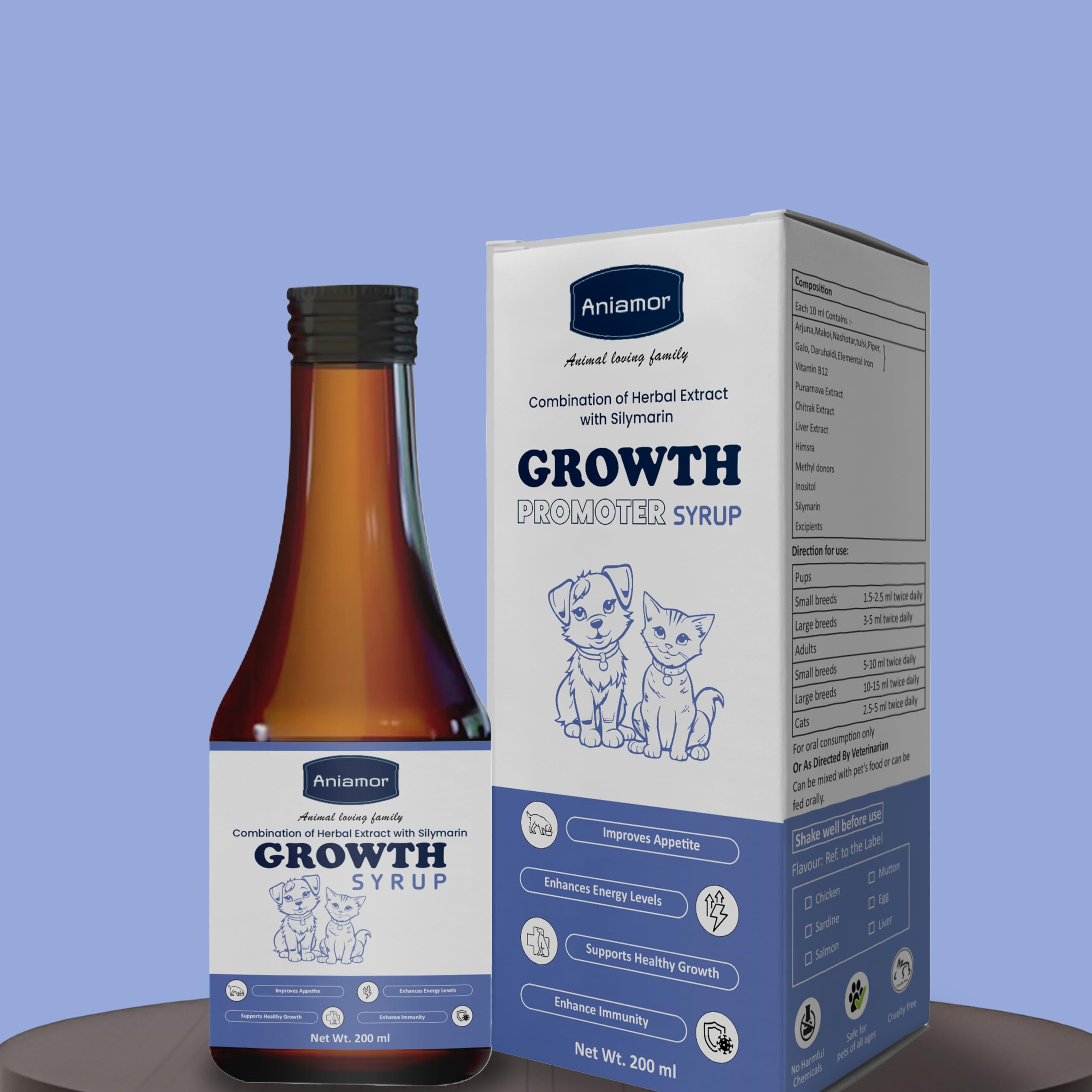 Aniamor Growth Promoter Syrup for Dogs and Cats||Pets Supplement|All Life Stage|200ml Bottle 1