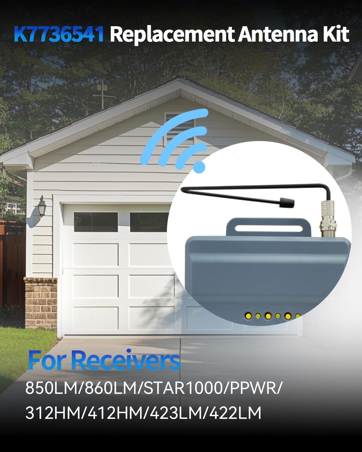 Kit d'antenne de rechange K77-36541 pour récepteur de portail Liftmaster 850LM, 860LM, STAR1000, PPWR, 312HM, 412HM, 423LM, 422LM, Ouvre-tête commercial, amplificateur de signal de récepteur