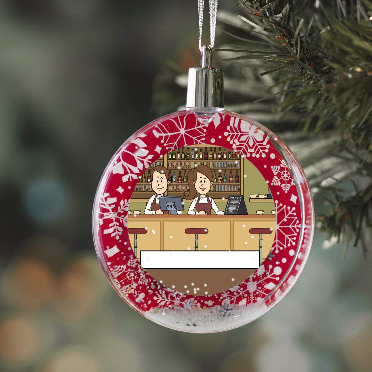 PrintedPerfection.com Personalized StoryLine Cartoon Caricature Snow Globe Christmas Ornament: Sheriff, No Hat - Male