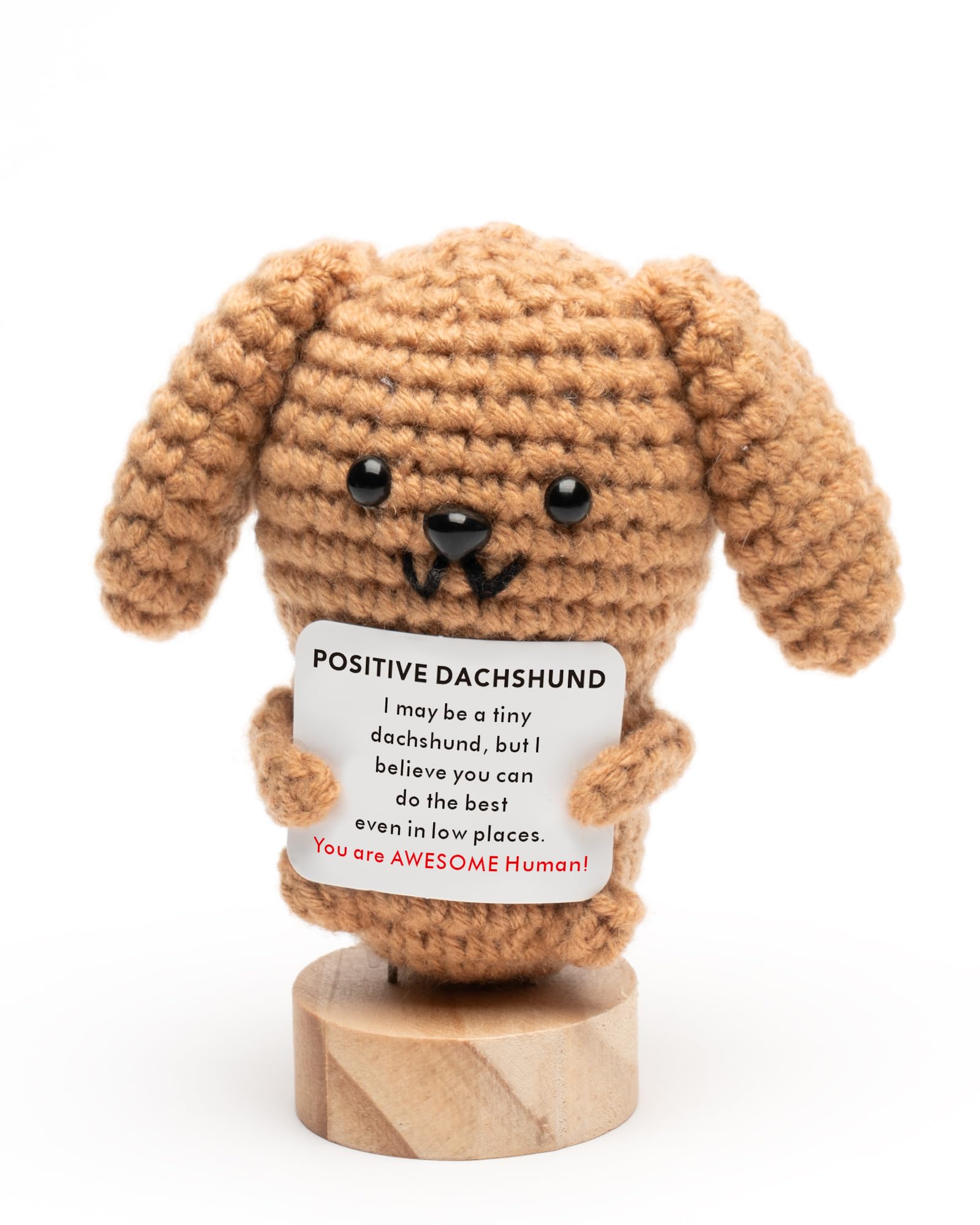 Halbur Crochet Sausage Dog Emotional Support Doll, Positive Gifts, Handmade