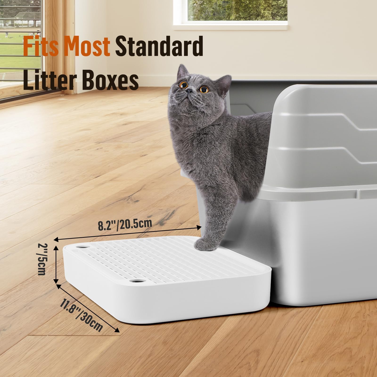 Kalolary Rampe de litière pour Chat avec Couche filtrante - Marches antidérapantes pour litière - Idéal pour Les Chats de Petite et Moyenne Taille (Blanc Plat)