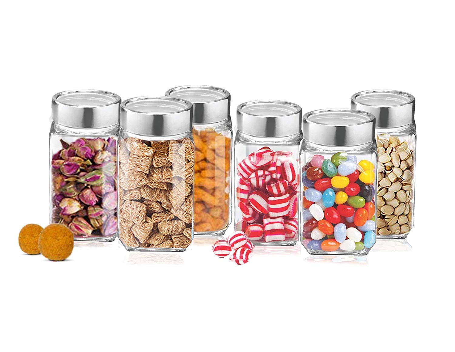 Home-CartCube Storage Jar 800 ml, 6 pcs Set, Transparent