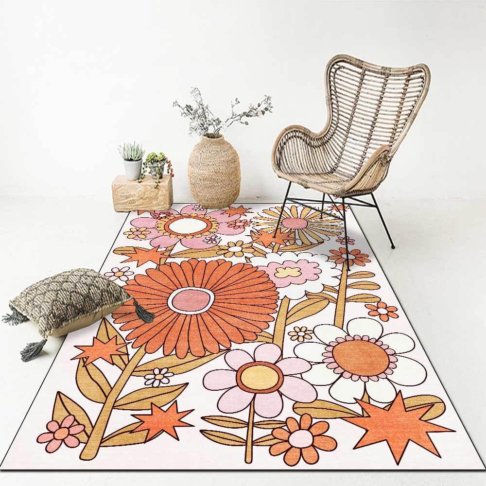 Tapis de salon doux tournesol blanc idéal pour la chambre d'enfant