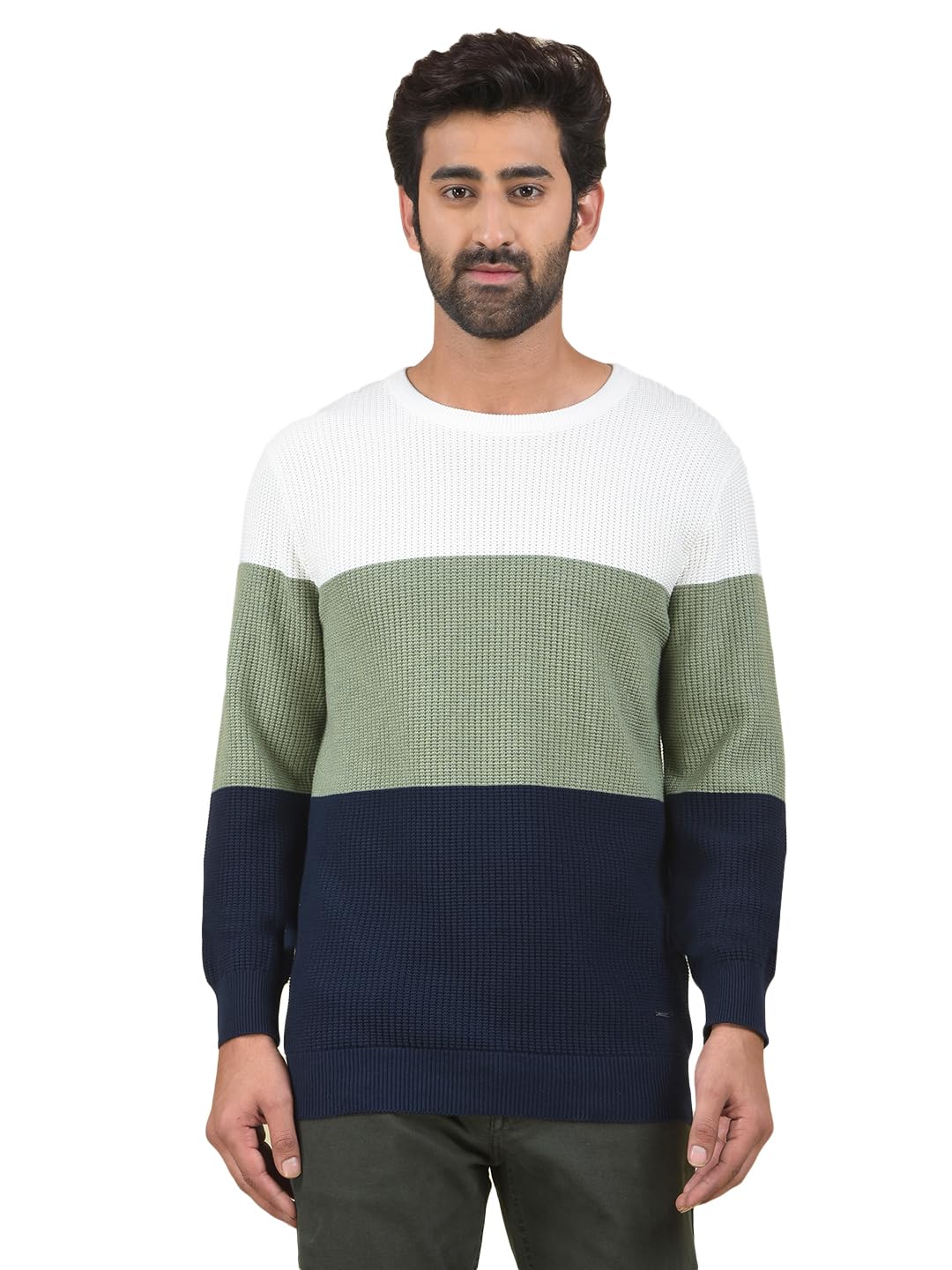 crimsoune club Men's Multi-Color Color-Block 100% Cotton Knitted Sweater-picture-22