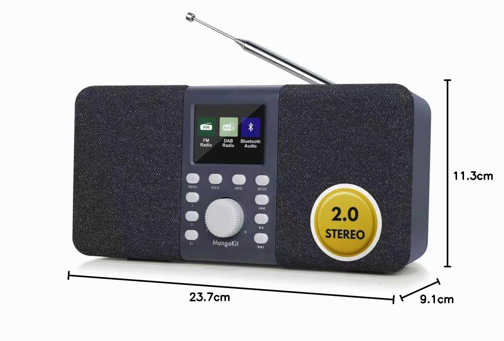 Radio Numérique DAB+ Stéréo Portable Bluetooth FM 40 Stations Préréglées Gris Foncé