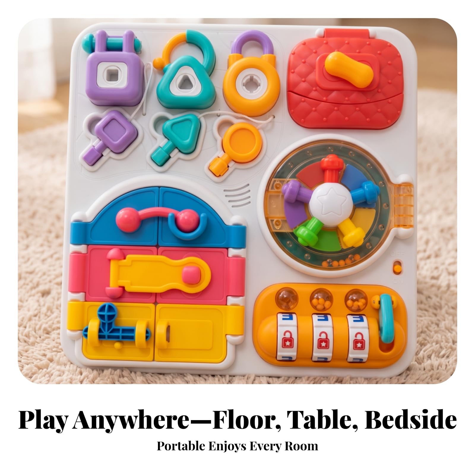 Tavola attività con Serrature Portatile Sviluppo Motorio Fine, Busy Board, Interattivo, Gioco di Abilità con Chiavi, per Asilo, Neonati