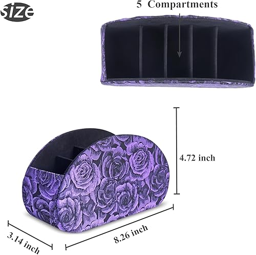 Miniatura 3 de QIELIZI Remote Control Holder,PU Leather 360-Degree Rotating Supply Organizer Box with 5 Compartment Multi-functional Office Organization and