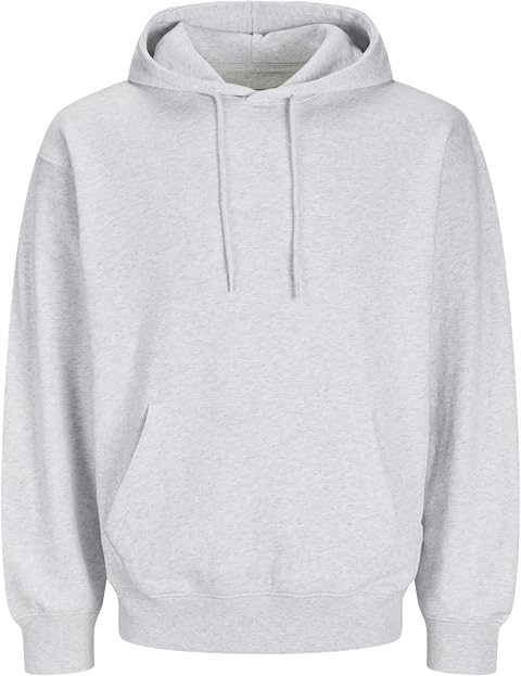 Jack&Jones Jjecharge - Felpa con Cappuccio Noos, Melange Bianco, XS
