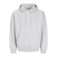 JACK&JONES Jjecharge - Felpa con Cappuccio Noos, Melange Bianco