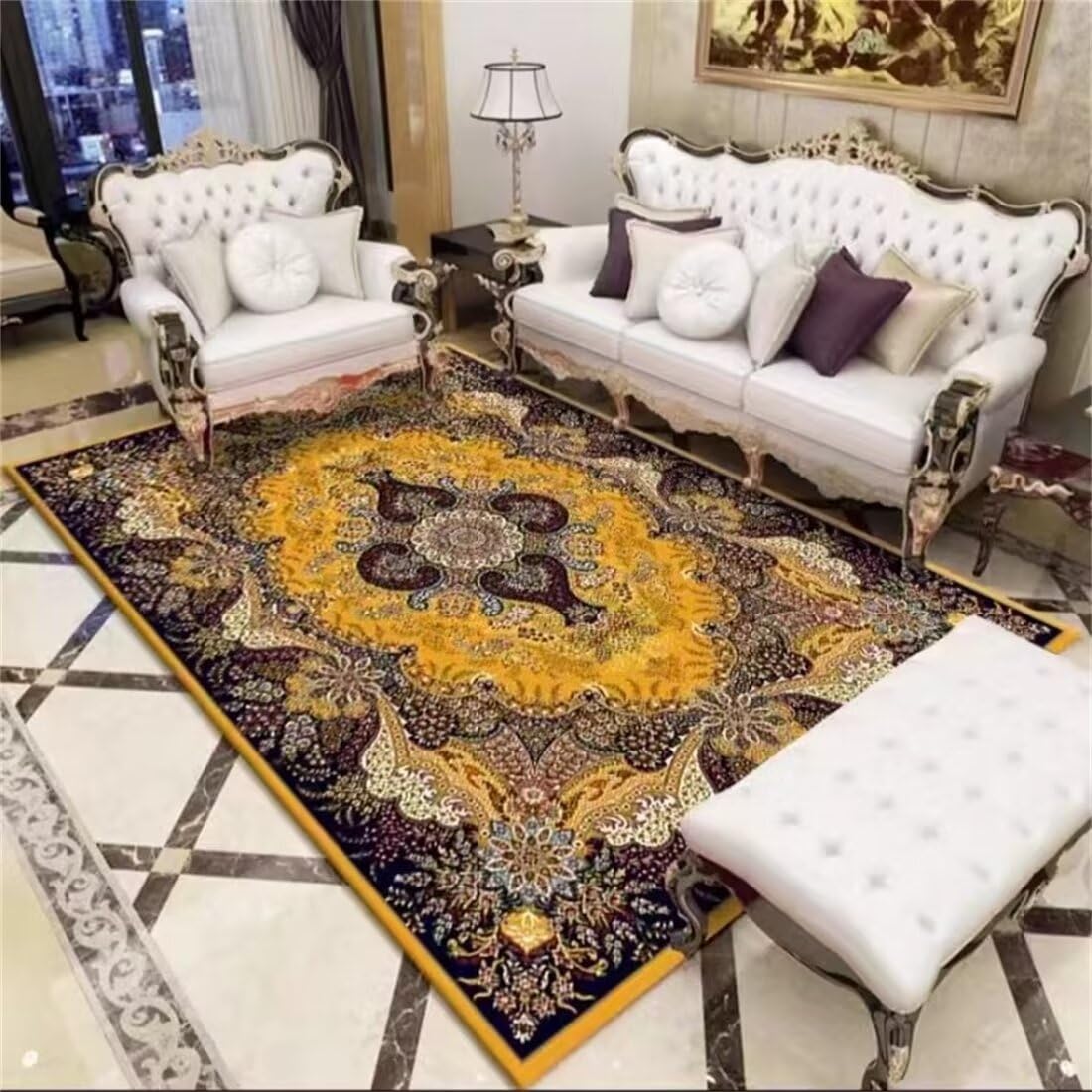 Tapis lavable en machine salon grand confort motif mer