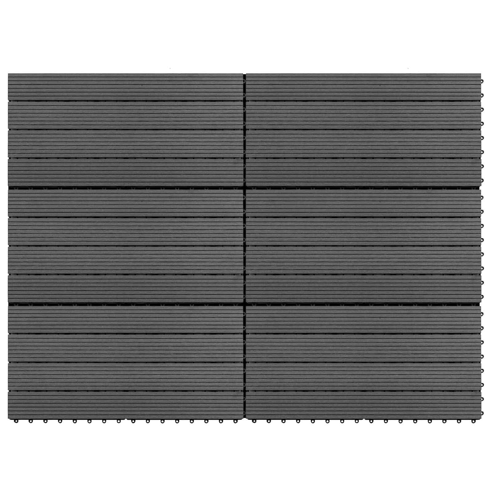 Terrassenfliesen WPC, 6 Stück, grau, 60 x 30 cm | Ineinandergreifendes Design, glatte Oberfläche, einfache Pflege mit feuchtem Tuch, natürliche Holzoptik