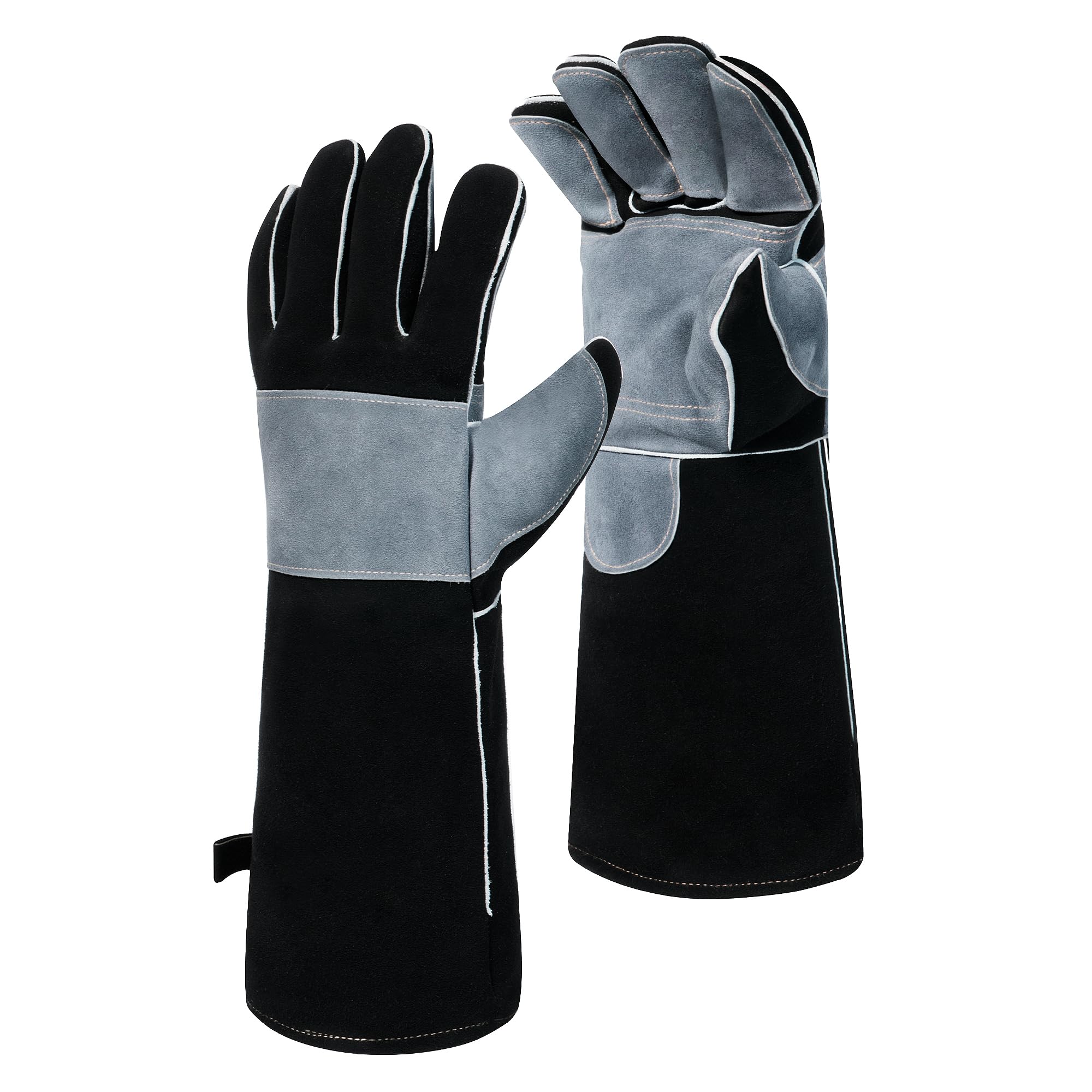 Guantes de soldadura de cuero de 16 pulgadas, resistentes al fuego y al calor, guantes de soldadura de manga larga, para mig, gas, barbacoa, horno, parrilla, chimenea, guantes para hornear, chimenea,