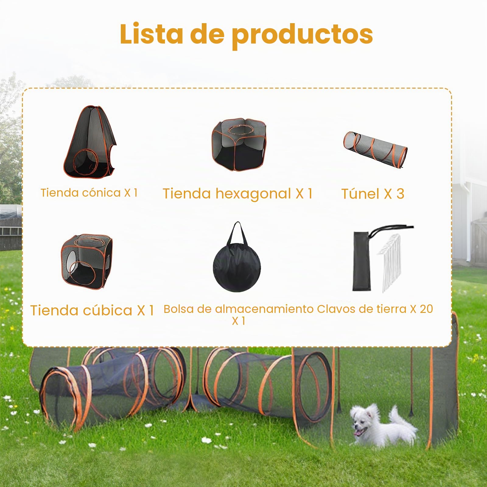 Túnel para Mascotas, Recinto Plegable 6 en 1 para Gatos | Tienda de Juegos para Perros para Exteriores, Casa de Juegos para Gatos de Interior con Túneles para Mascotas