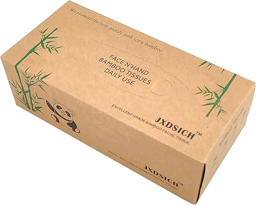 Miniatura 6 de Tejidos faciales de bambú, tejido facial de bambú natural suave, bambú 100% virgen, cartón a granel de 8 cajas (100 pañuelos por cajas, 800 pañuelos